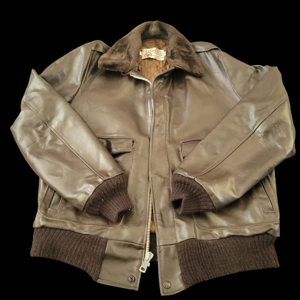 Sears Dark Brown Leather Bomber Jacket